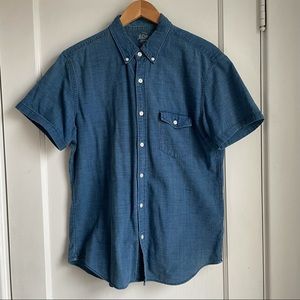 J. Crew short-sleeved indigo chambray shirt size L